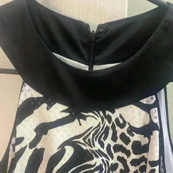 Cache Black and White Sequined Halter Dress - Picture 4 of 5